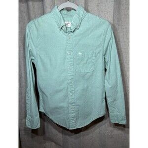 Abercrombie & Fitch Kids Button-Down Shirt XS Mint Green Long Sleeve 100% Cotton